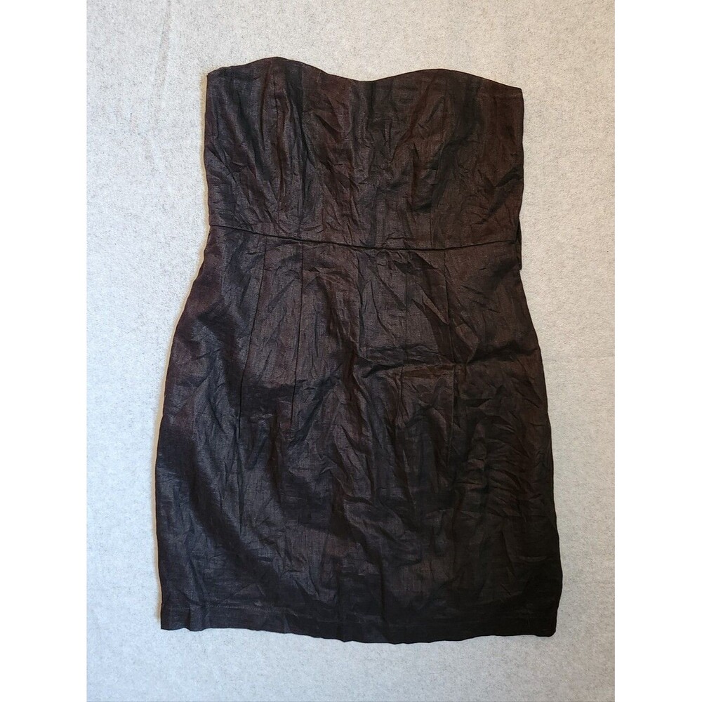 Pretty Good Strapless Black Linen Mini Dress Size Small